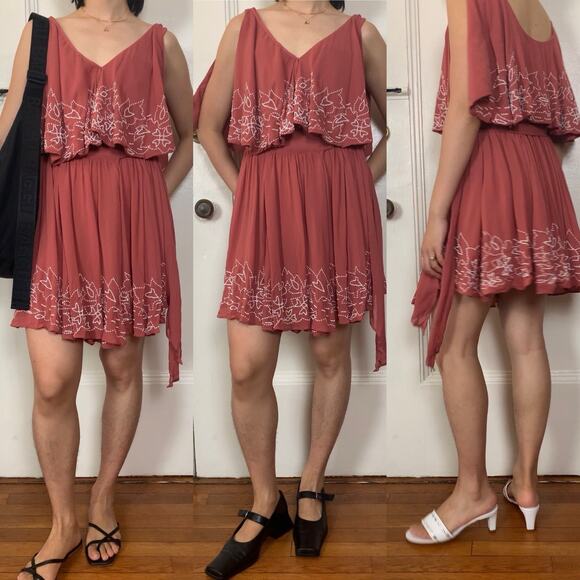 Free People Dresses & Skirts - Free people floral pattern beaded wrap dress